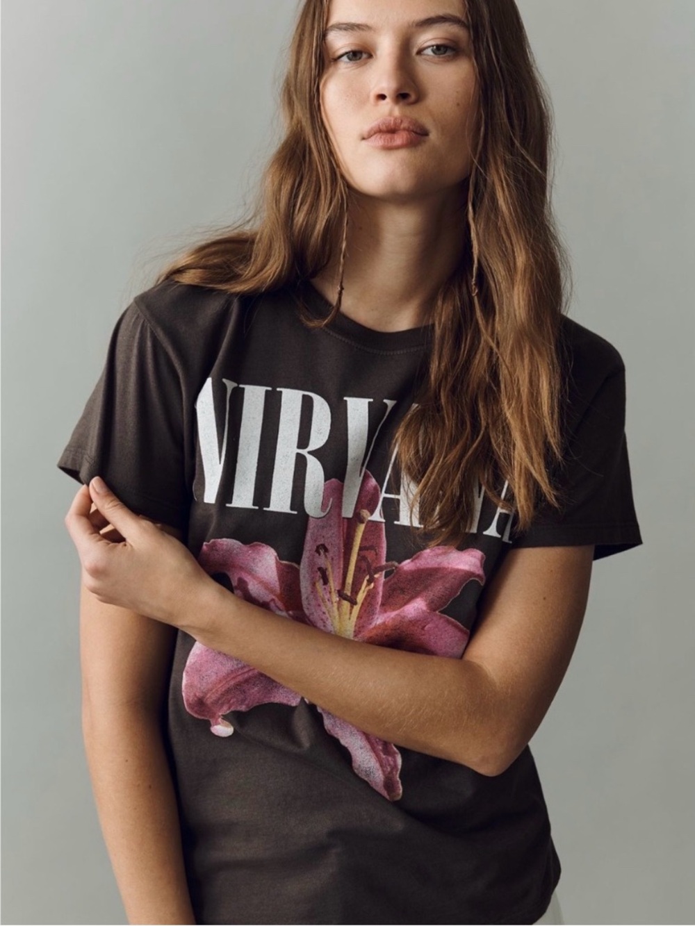 Letluv Nirvana graphic floral t-shirt, size medium NWT